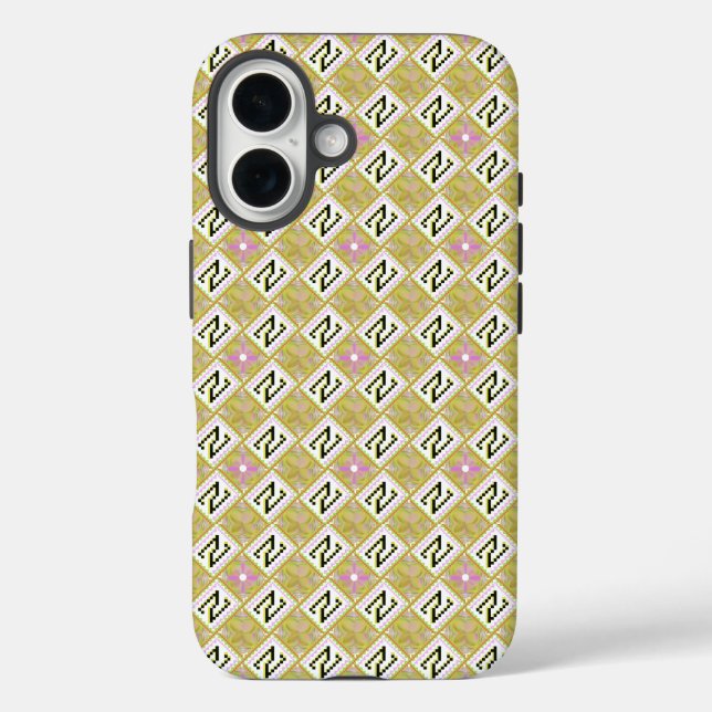 Modern Olive & Magenta Geometric Tribal Pattern Case-Mate iPhone Case (Back)