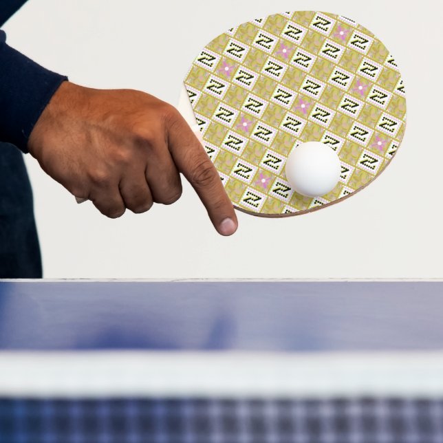 Modern Olive & Magenta Geometric Tribal Pattern Ping Pong Paddle (Insitu)