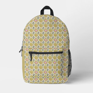 Modern Olive & Magenta Geometric Tribal Pattern Printed Backpack