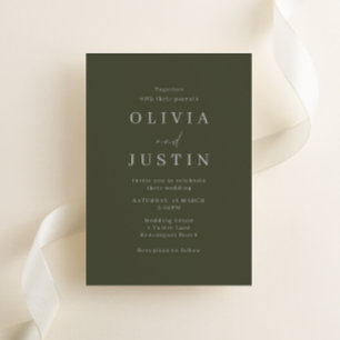 Modern Olive Minimalist Wedding Invitation