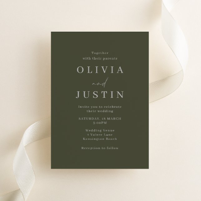 Modern Olive Minimalist Wedding Invitation (Creator Uploaded)