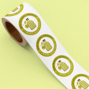 Modern Olive Oil Green Bottle Branch Packaging Classic Round Sticker