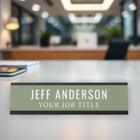 Modern Olive Sage Green Name and Title