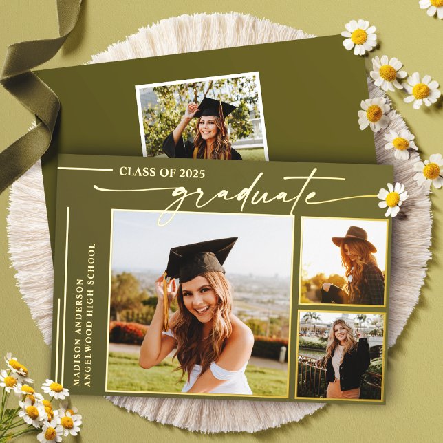 Modern Olive Script Graduate Photo Graduation (Creator Uploaded)
