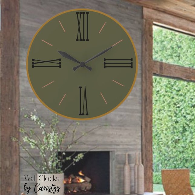 Modern Olive with Gold Trim Acrylic Wall Clock (Creator Uploaded)