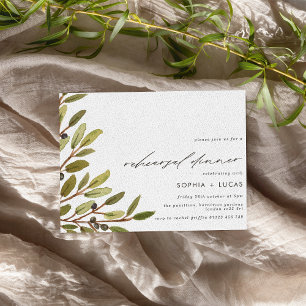 Modern Olives and Greenery Rehearsal Dinner Invitation