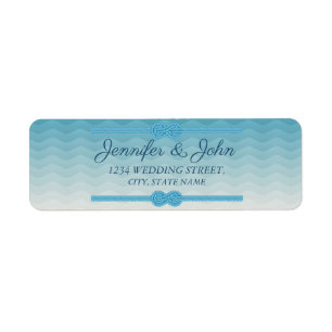 Modern Ombre blue Wave Wedding Return Address Label