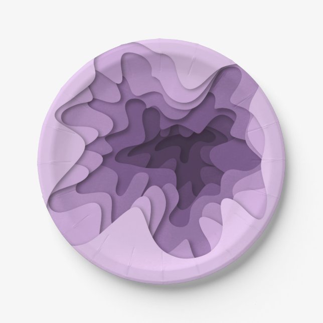 Modern Ombre Lavender Waves Birthday Party Paper Plate (Front)