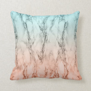 Modern ombre pink and blue marble cushion