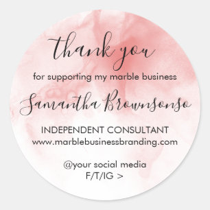 Modern Ombre Pink Watercolor girl boss thank you Classic Round Sticker