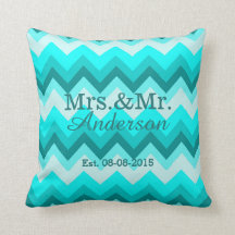 modern ombre turquoise chevron mr and mrs