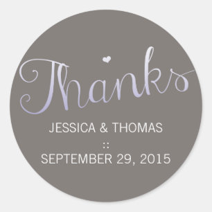 Modern Ombré Typography Purple & Grey Wedding Classic Round Sticker