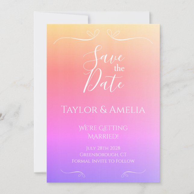 Modern Ombre Wedding Save the Date Invitation (Front)