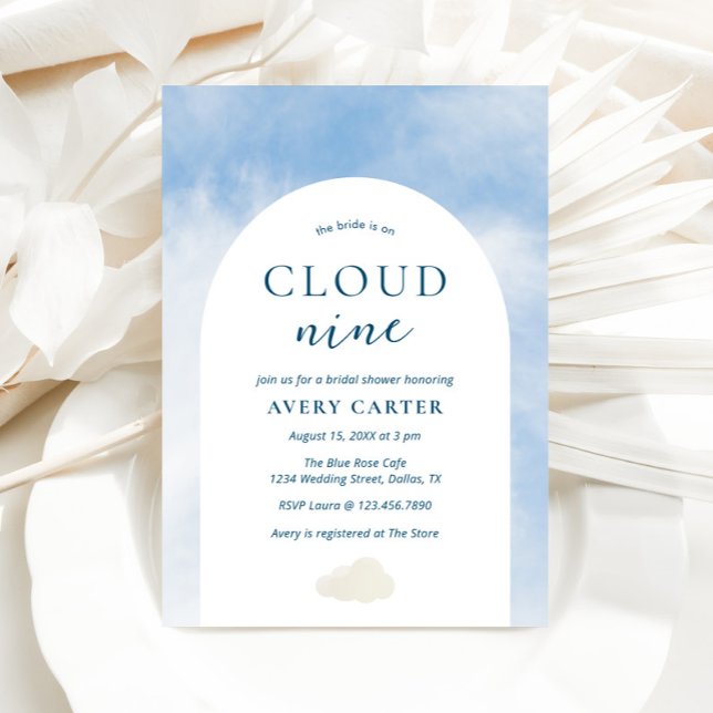 Modern On Cloud 9 Bridal Shower Invitation (Creator Uploaded)