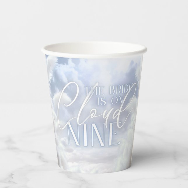 Modern On Cloud Nine 9 Pampas Bridal Shower Paper Cups (Back)