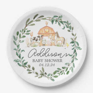 Modern on the Farm paper plate, greenery farm plat Paper Plate