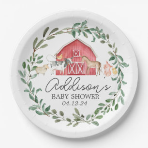 Modern on the Farm paper plate, greenery farm plat Plate