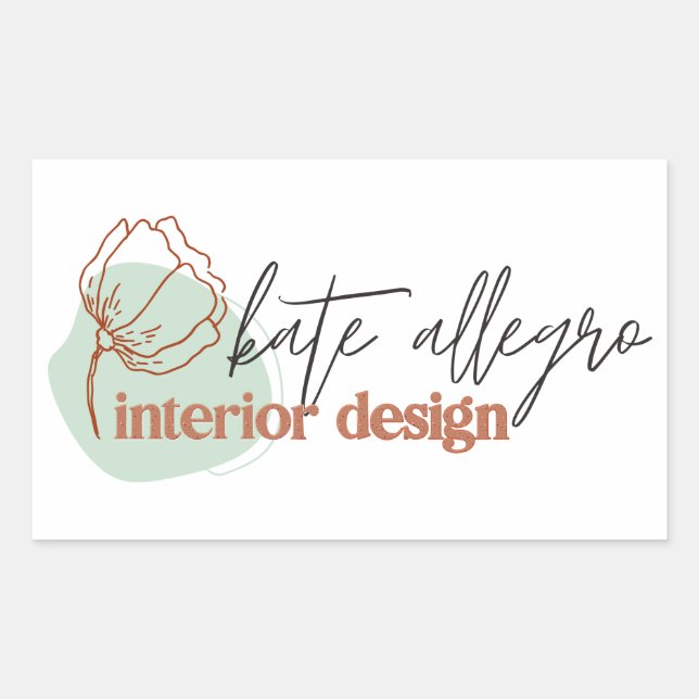 Modern One Line Flower Abstract Company Logo Rectangular Sticker (Front)
