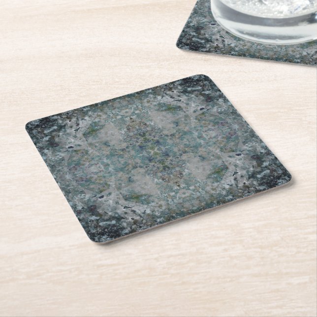 Modern One Of A Kind Abstract Art In A Foggy Mood Square Paper Coaster (Angled)