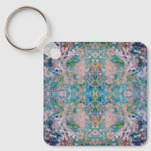 Modern One Of A Kind Abstract With Sangria Colors Key Ring
