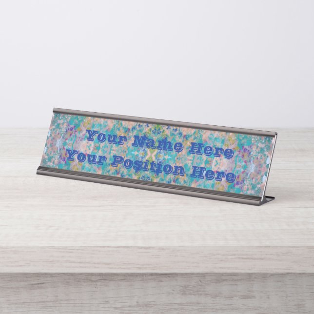 Modern One Of A Kind Abstract With Sangria Colours Desk Name Plate (Front)