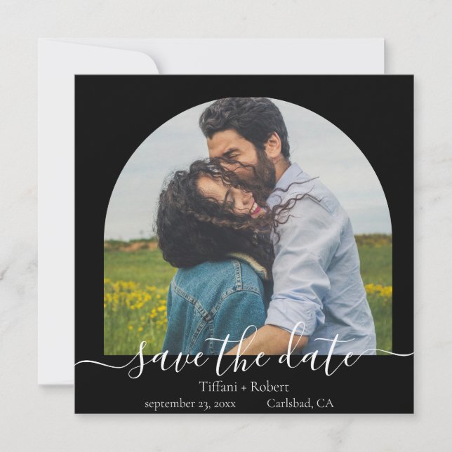 Modern One Photo Arch Save the Date Invitation (Front)