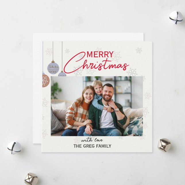 Modern one photo christmas holiday card (Front/Back In Situ)