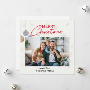 Modern one photo christmas holiday card