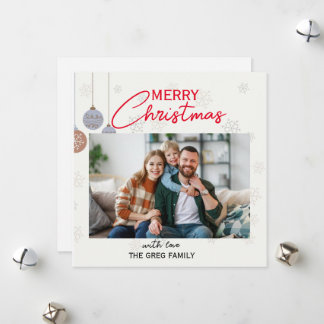 Modern one photo christmas holiday card