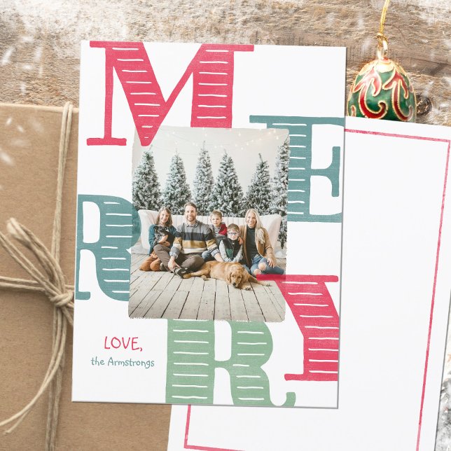 Modern One Photo Watercolor Typography Holiday Card (Modern One Photo Watercolor Typography Holiday Card ©Susanne Sachers - Sunny Mind Design 🌞)