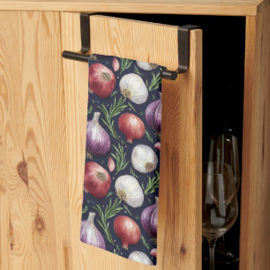 Modern onion pattern black tea towel