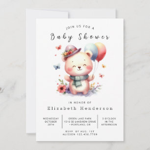 Modern Online Bear Baby Shower Invitation