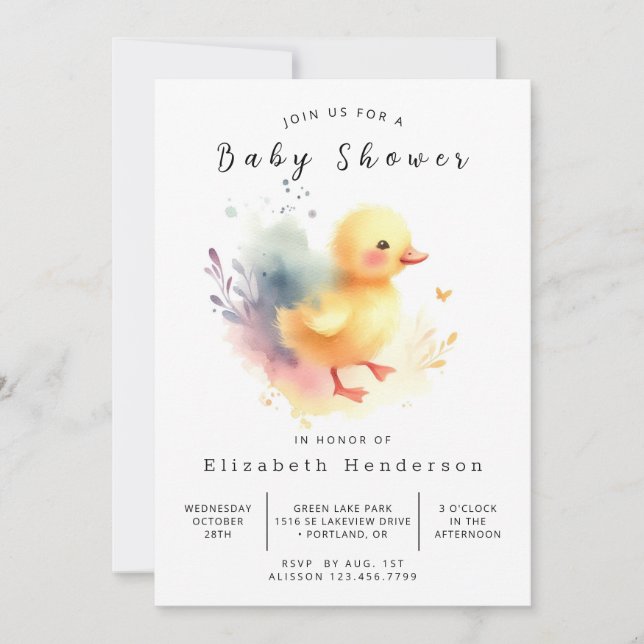 Modern Online Duck Baby Shower Invitation (Front)