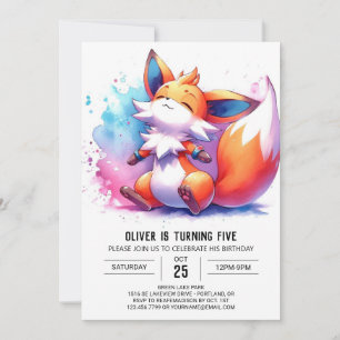 Modern Online Fox Birthday Invitation