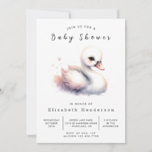Modern Online Swan Baby Shower Invitation