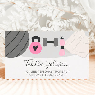 Modern online virtual personal trainer fitness business card