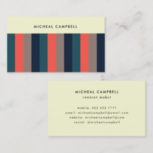 Modern Onyx Retro Vintage Colourful Stripes Business Card