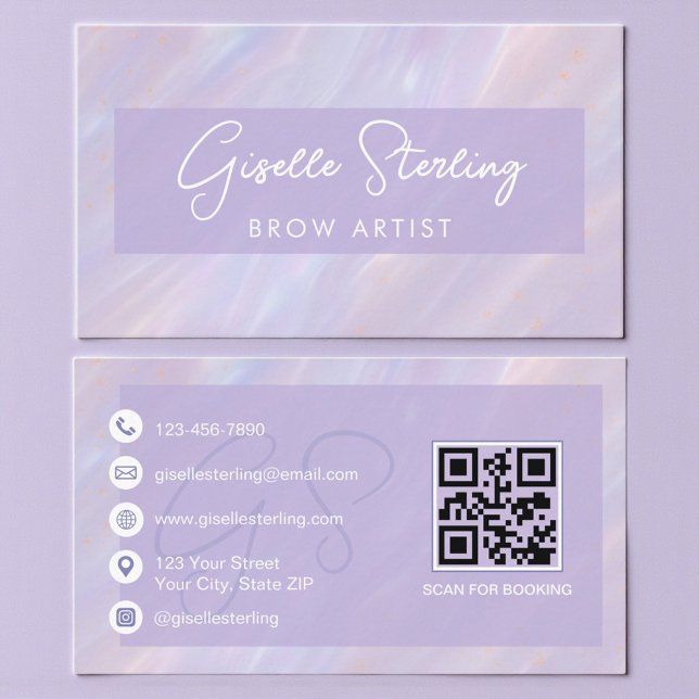 Modern Opal Holographic Brow Technician Business Card (Creator Uploaded)