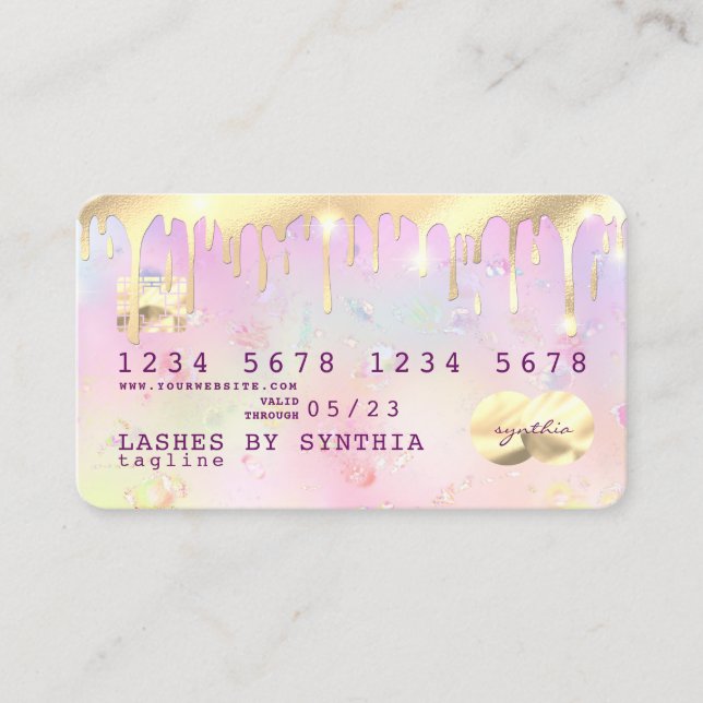 modern opal pink and gold Credit Card (Front)