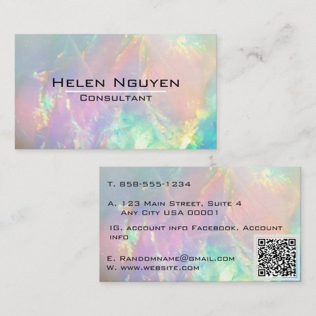 Modern Opal Stone Simulated Hologram  Business Card (Front/Back)