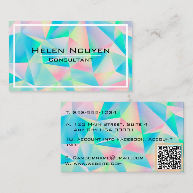 Modern Opal Stone Simulated Hologram Business Card (Front/Back)