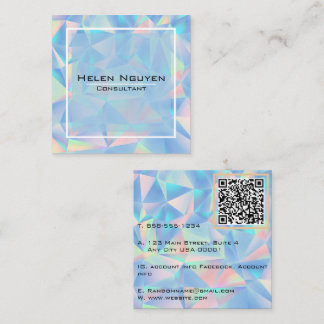 Modern Opal Stone Simulated Hologram Square Business Card