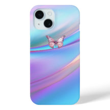 Modern Opalescent Pink Butterfly iPhone 15 Case