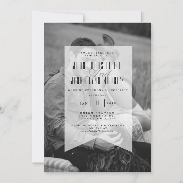 Modern Opaque Banner | Wedding Invitation Photo (Front)