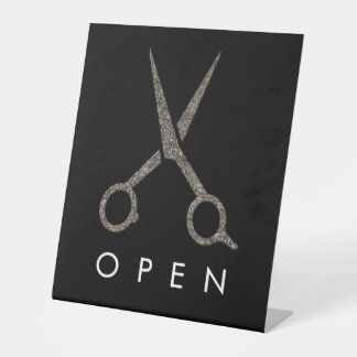 modern OPEN flag scissors - Hairdresser Pedestal Sign