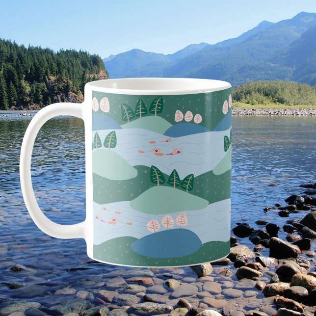 Modern Open Water Swimming in Rivers with Friends Coffee Mug (Creator Uploaded)