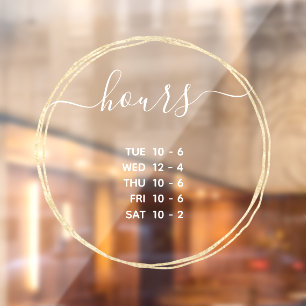 Modern Opening Hours Elegant Gold Circle