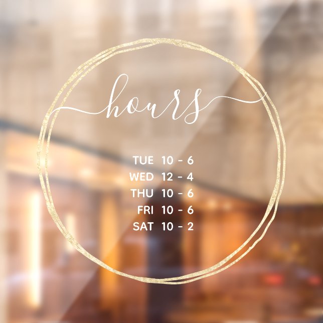 Modern Opening Hours Elegant Gold Circle (Sheet 2)