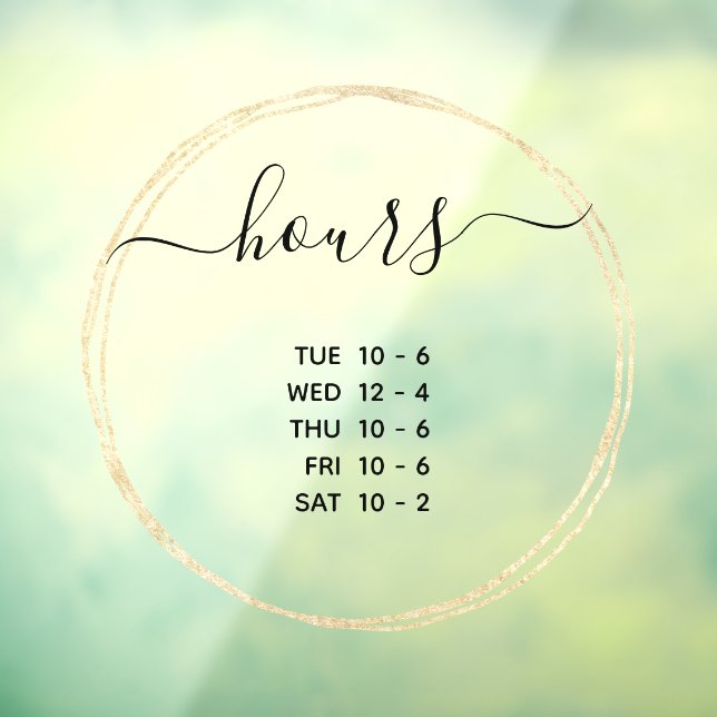 Modern Opening Hours Elegant Gold Circle  (Sheet 3)