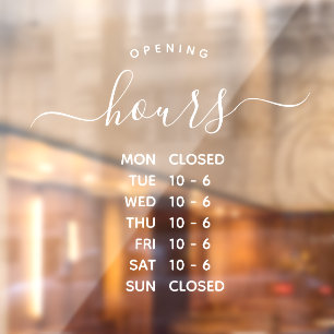 Modern Opening Hours Elegant Script Small Business
